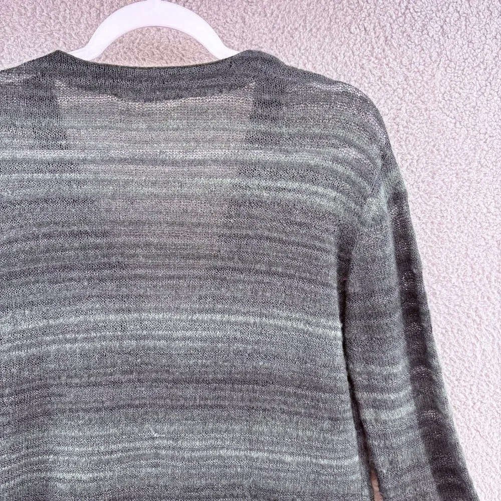 Rosemunde Copenhagen Wool Blend Longline Cardigan Sweater Green Striped Size M